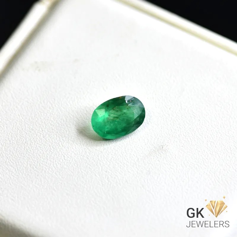 natural emerald 1.74ct green oval stone, GK Jewelers Pakistan authentic gemstone photo