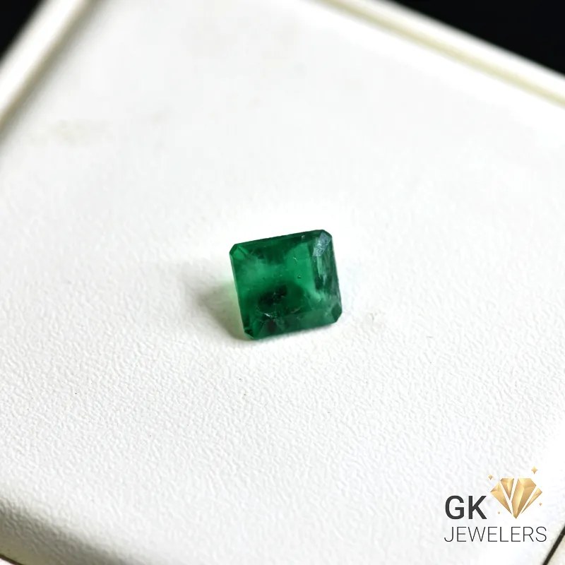 natural emerald 1.78ct green square stone, GK Jewelers Pakistan authentic gemstone photo