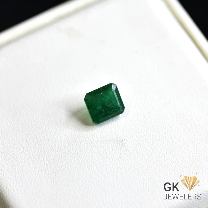 natural emerald 1.88ct green square cut stone, GK Jewelers Pakistan authentic gemstone photo