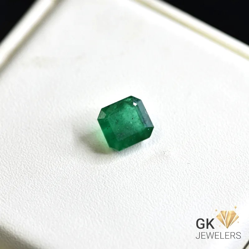 natural emerald 2.51ct green square stone, GK Jewelers Pakistan authentic gemstone photo