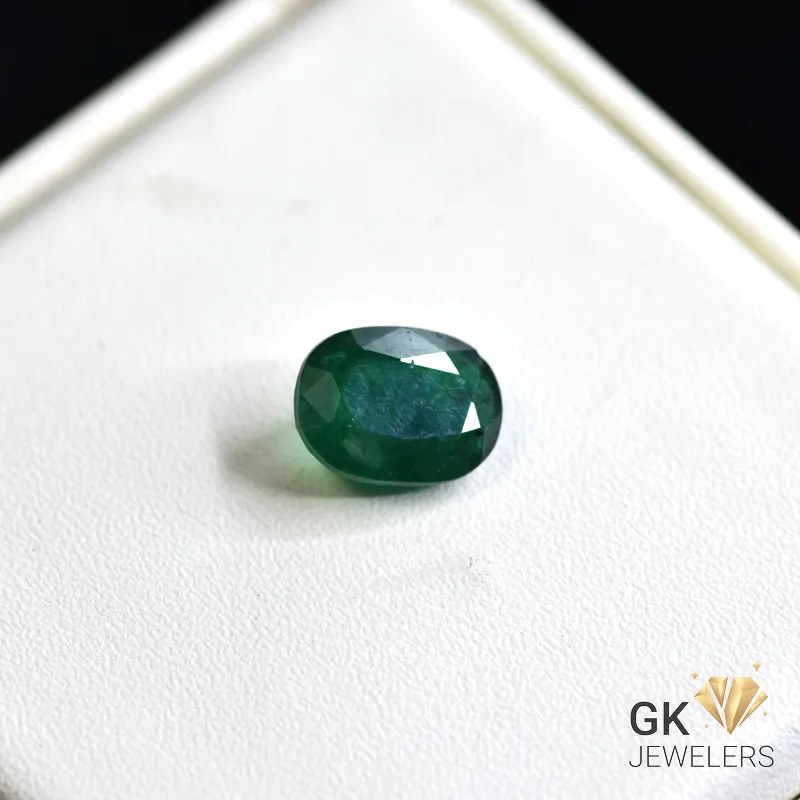 emerald-3.48ct-oval natural emerald 3.48ct green oval stone, GK Jewelers Pakistan authentic gemstone photo