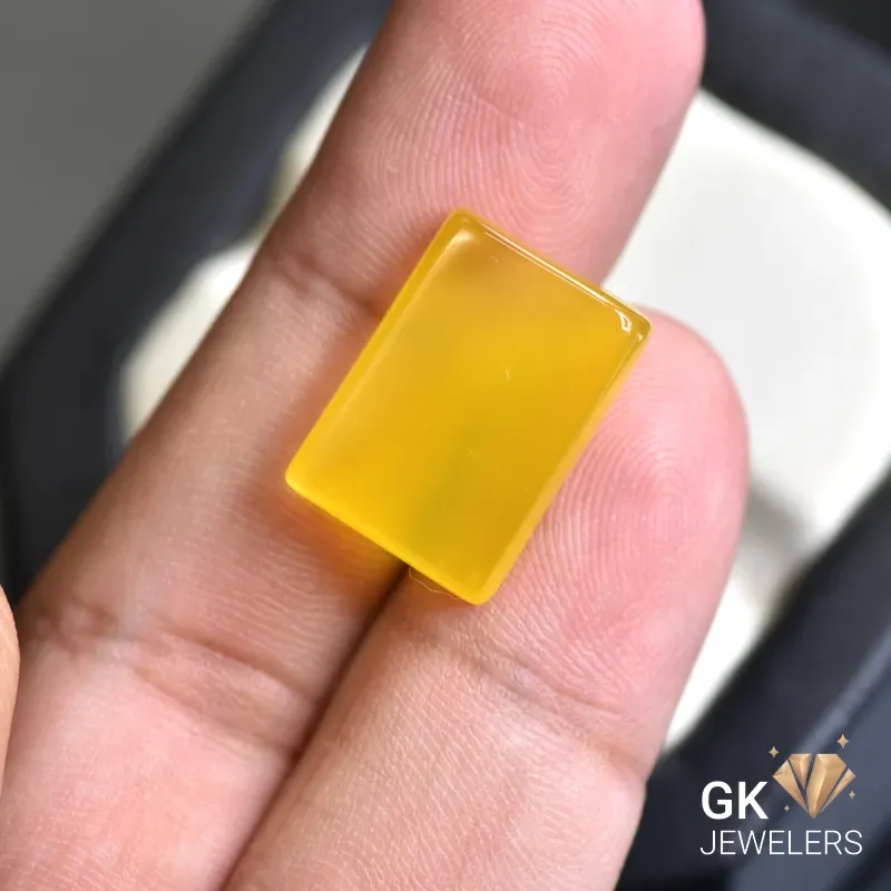 natural agate 14.79ct yellow rectangular stone GK Jewelers Pakistan authentic gemstone photo