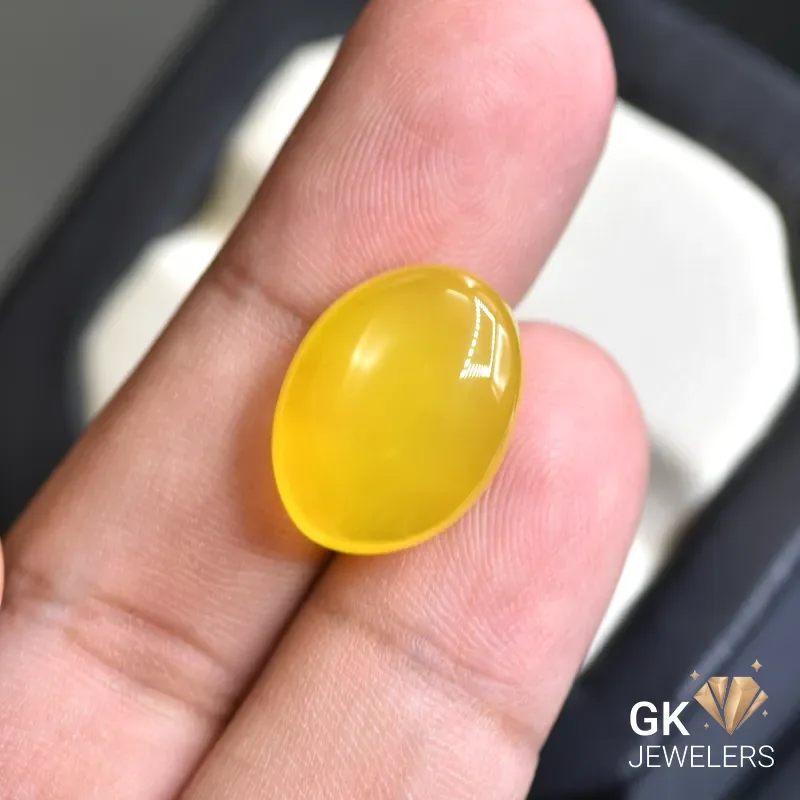 natural agate 14.67ct yellow oval stone, GK Jewelers Pakistan authentic gemstone photo