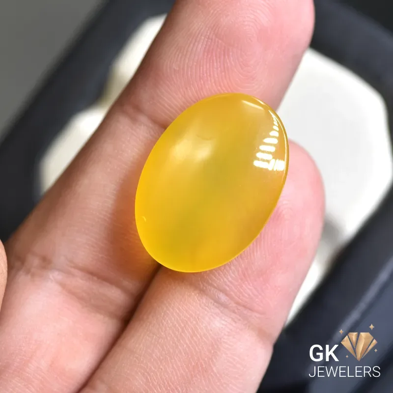natural agate 18.90ct yellow oval stone, GK Jewelers Pakistan authentic gemstone photo
