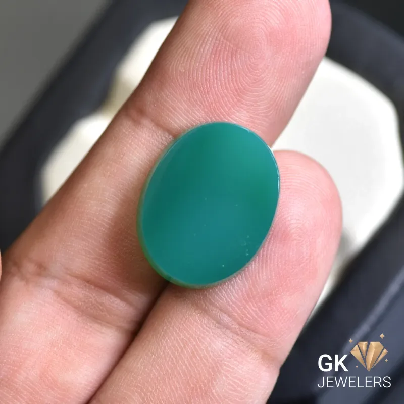 natural agate 15.60ct green oval stone, GK Jewelers Pakistan authentic gemstone photo