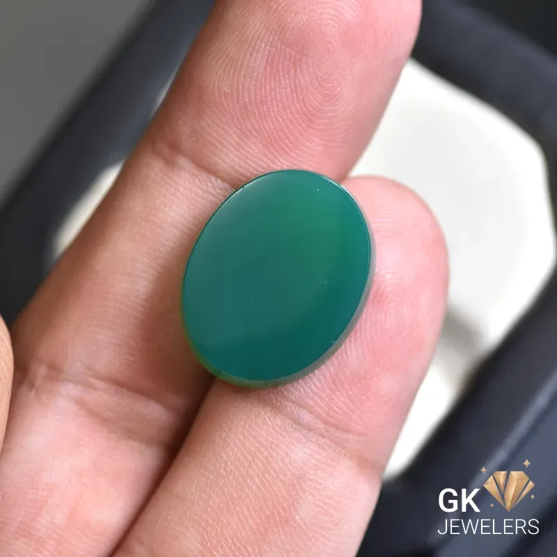 natural agate 13.02ct green oval stone, GK Jewelers Pakistan authentic gemstone photo