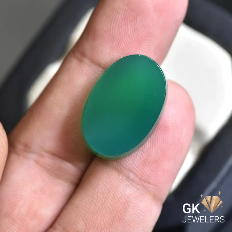 natural agate 20.70ct green oval stone, GK Jewelers Pakistan authentic gemstone photo