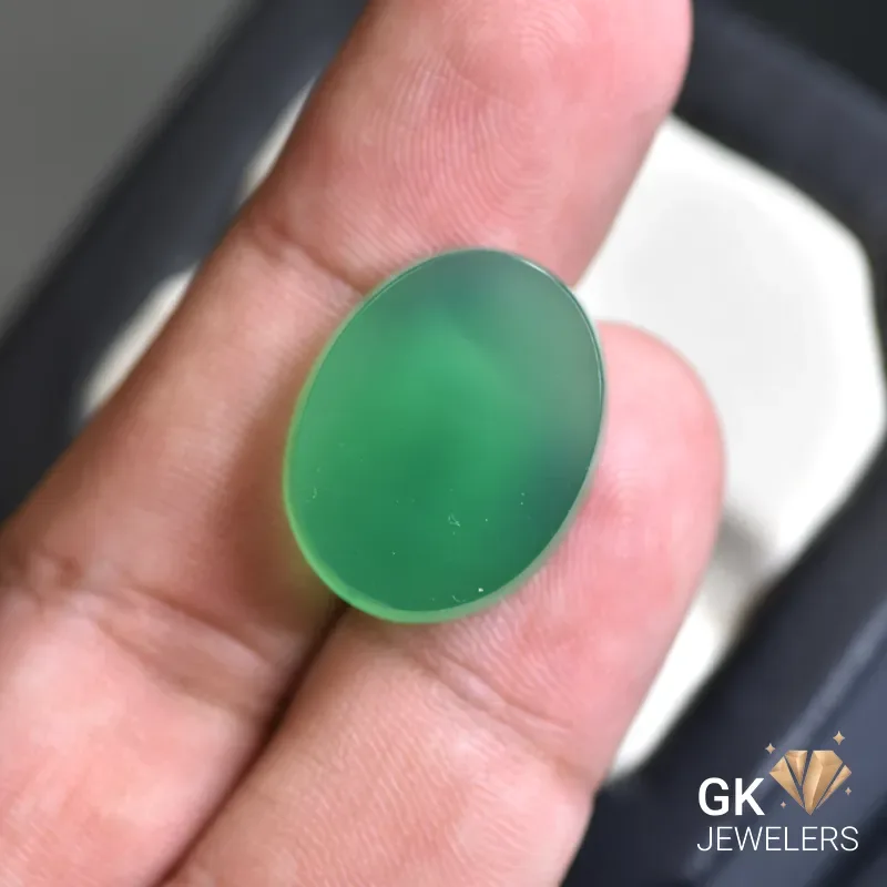natural agate 17.27ct green oval stone, GK Jewelers Pakistan authentic gemstone photo