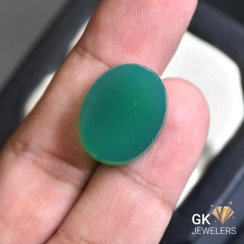 natural agate 19.02ct green oval stone, GK Jewelers Pakistan authentic gemstone photo
