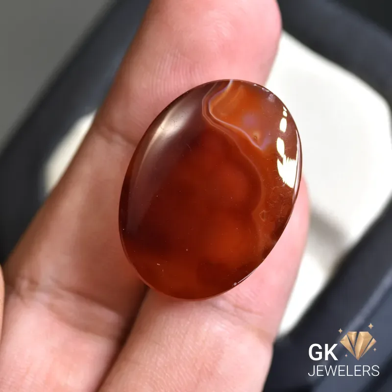 natural agate 40.87ct brown oval stone, GK Jewelers Pakistan authentic gemstone photo