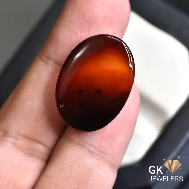 natural agate 27.24ct brown oval stone, GK Jewelers Pakistan authentic gemstone photo