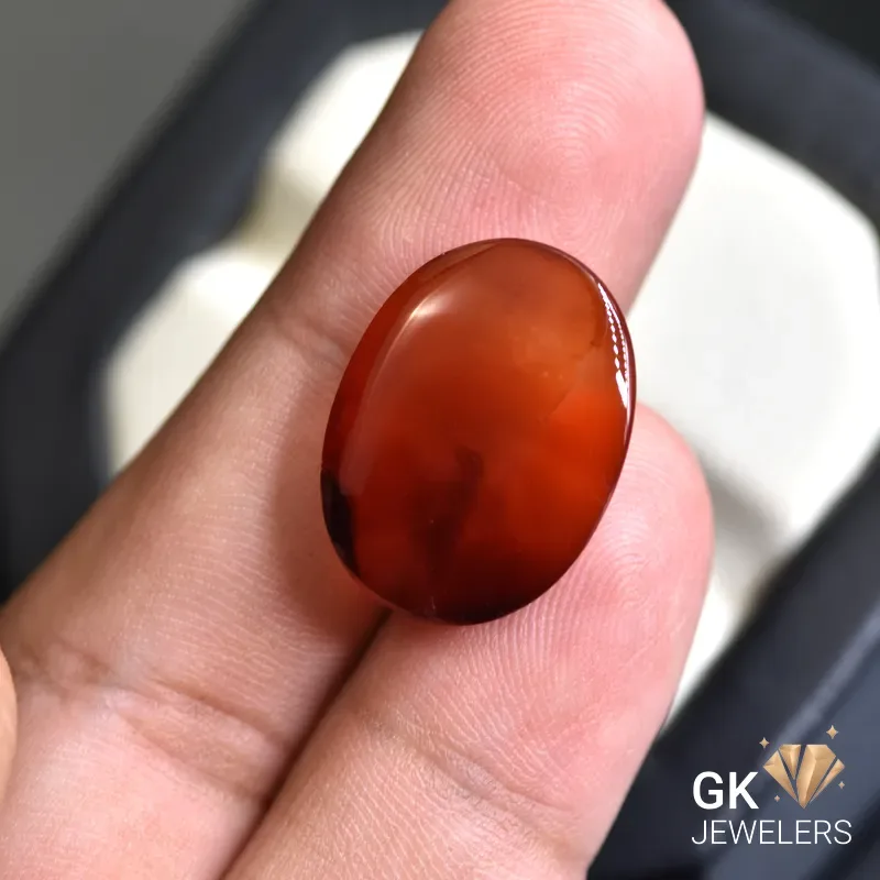 natural agate 17.59ct brown oval stone, GK Jewelers Pakistan authentic gemstone photo