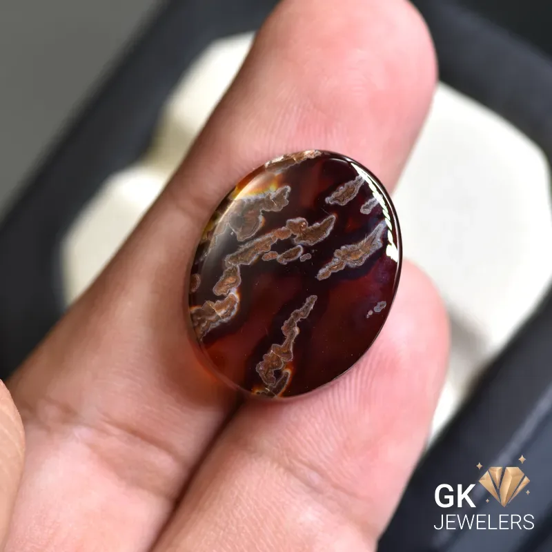natural agate 26.80ct brown oval stone, GK Jewelers Pakistan authentic gemstone photo