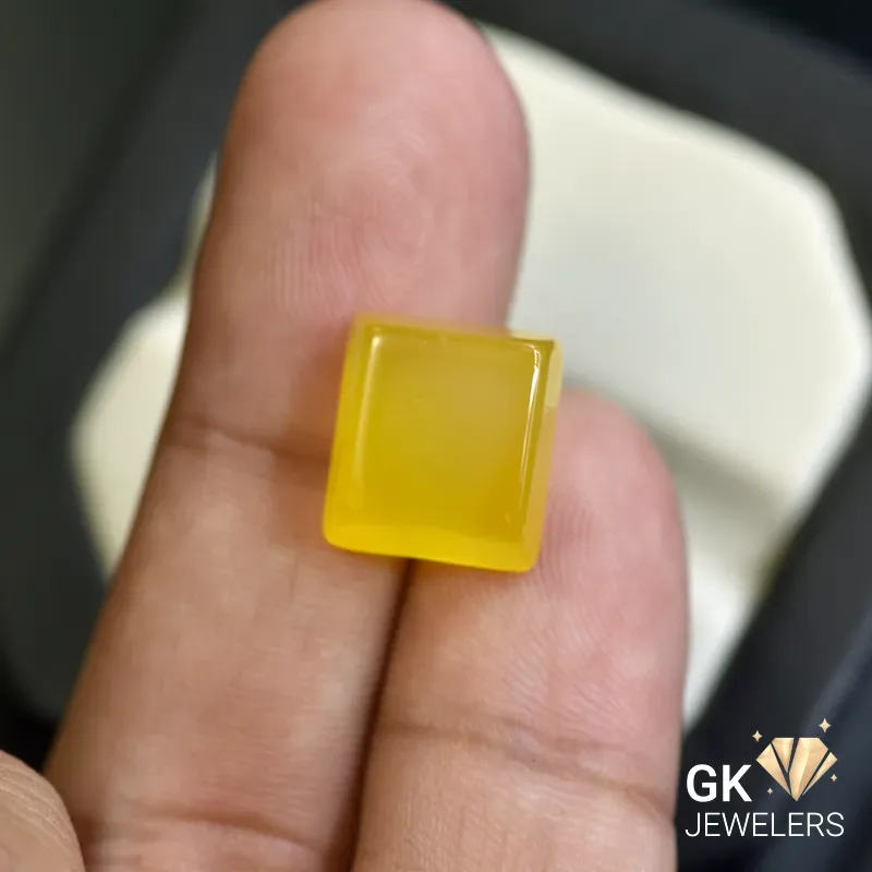 AGT-60 natural agate 10.46ct yellow square stone, GK Jewelers Pakistan authentic gemstone photo
