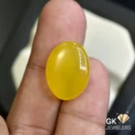 natural agate 17.61ct yellow oval stone, GK Jewelers Pakistan authentic gemstone photo