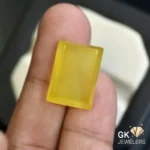 natural agate 17.48ct yellow rectangular stone, GK Jewelers Pakistan authentic gemstone photo
