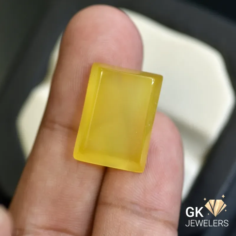 natural agate 17.48ct yellow rectangular stone, GK Jewelers Pakistan authentic gemstone photo