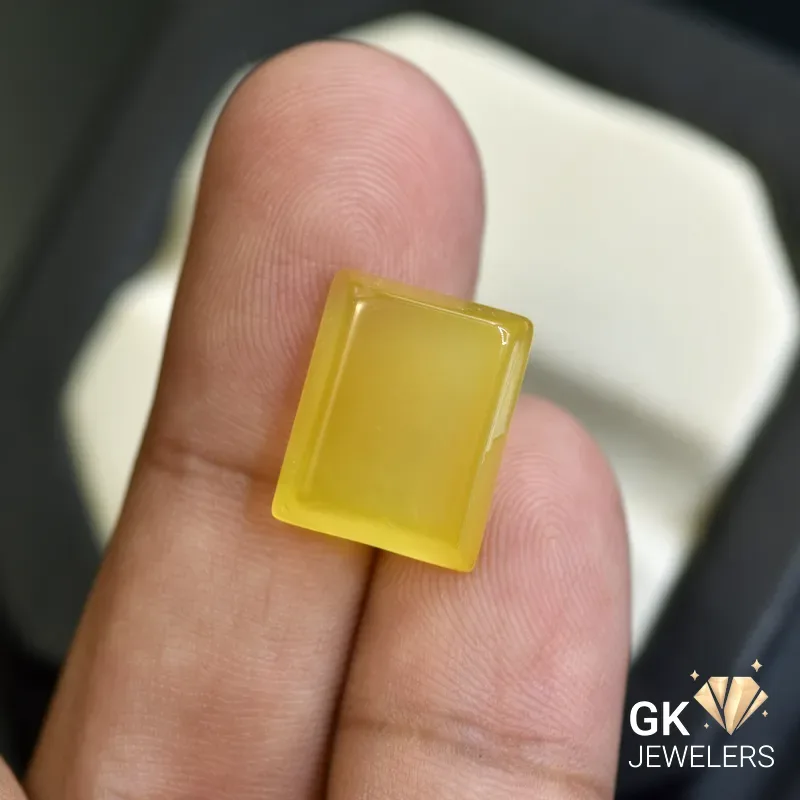 natural agate 9.73ct yellow rectangular stone, GK Jewelers Pakistan authentic gemstone photo