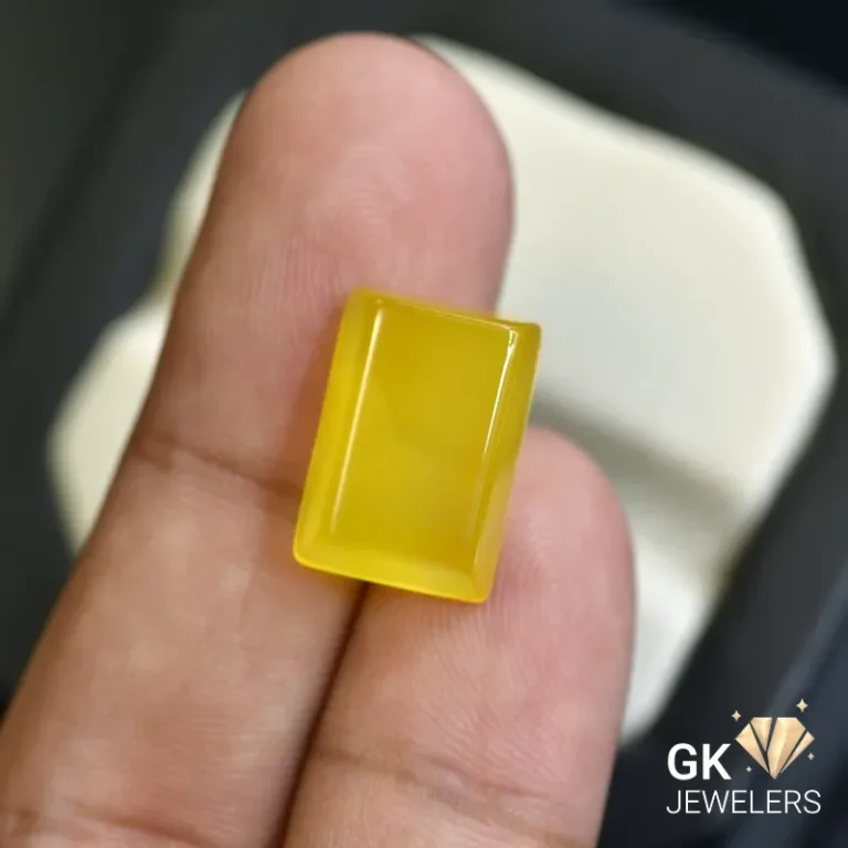 natural agate 11.44ct yellow rectangular stone, GK Jewelers Pakistan authentic gemstone photo