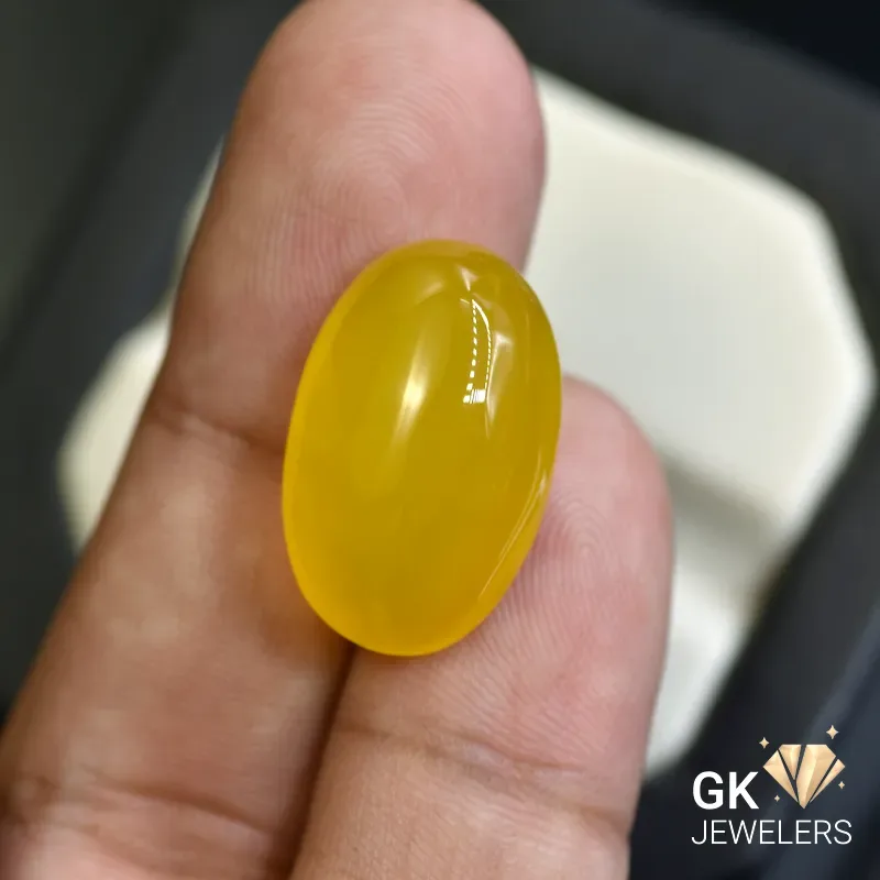 natural agate 20.85ct yellow cabochon stone, GK Jewelers Pakistan authentic gemstone photo