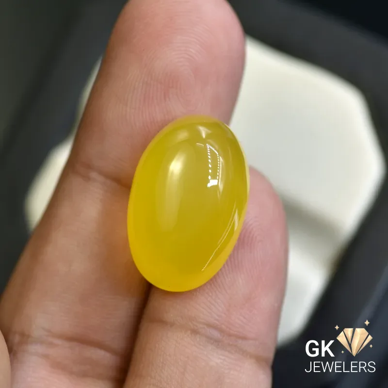 natural agate 20.29ct yellow cabochon stone, GK Jewelers Pakistan authentic gemstone photo
