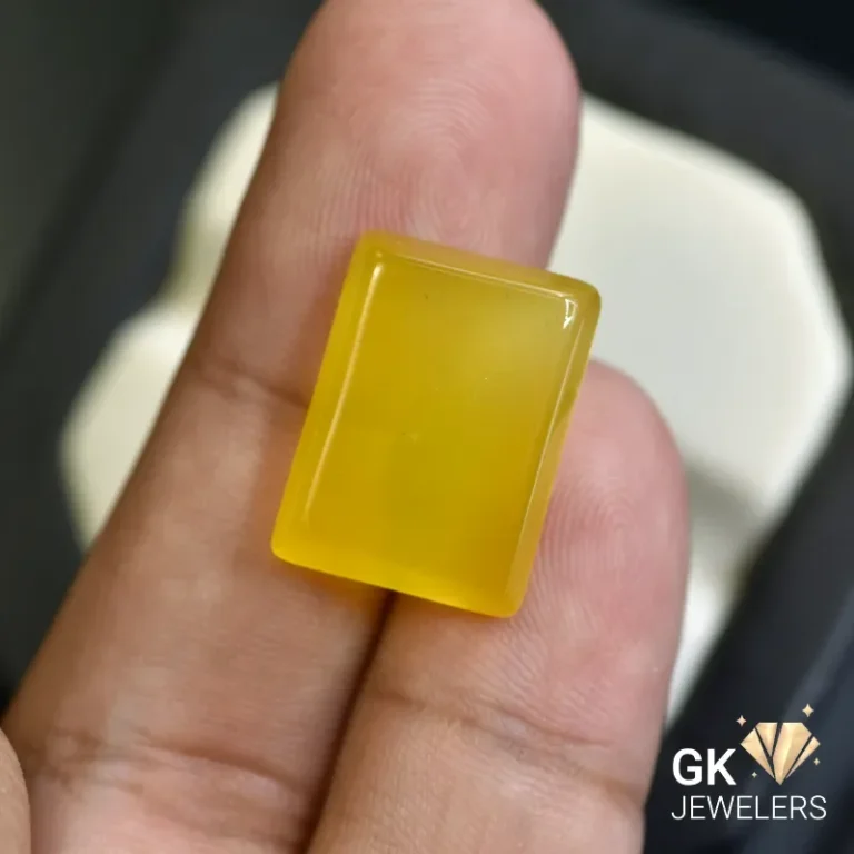natural agate 16.38ct yellow rectangular stone, GK Jewelers Pakistan authentic gemstone photo