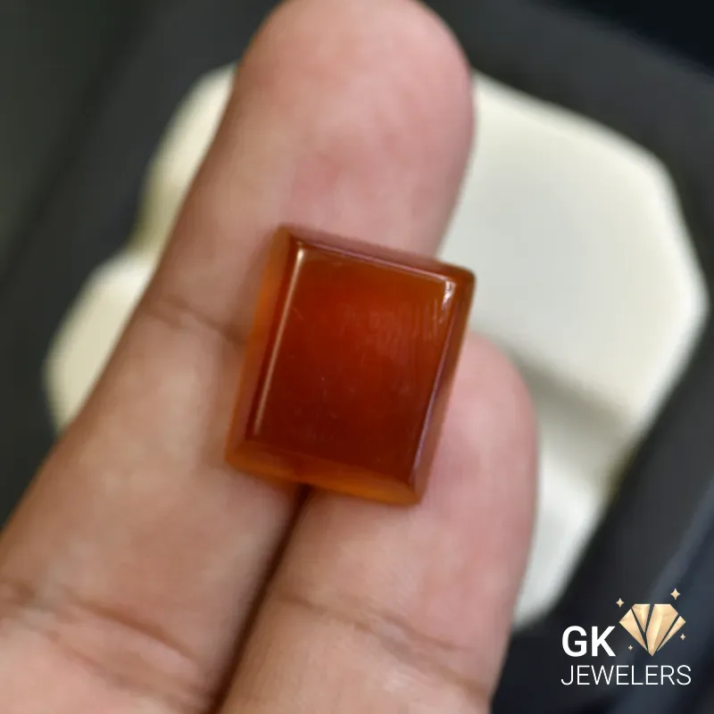natural agate 14.39ct brown rectangular stone, GK Jewelers Pakistan authentic gemstone photo