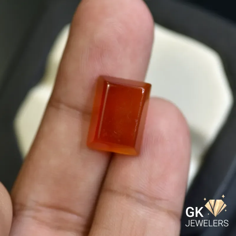 natural agate 9.83ct brown rectangular stone, GK Jewelers Pakistan authentic gemstone photo