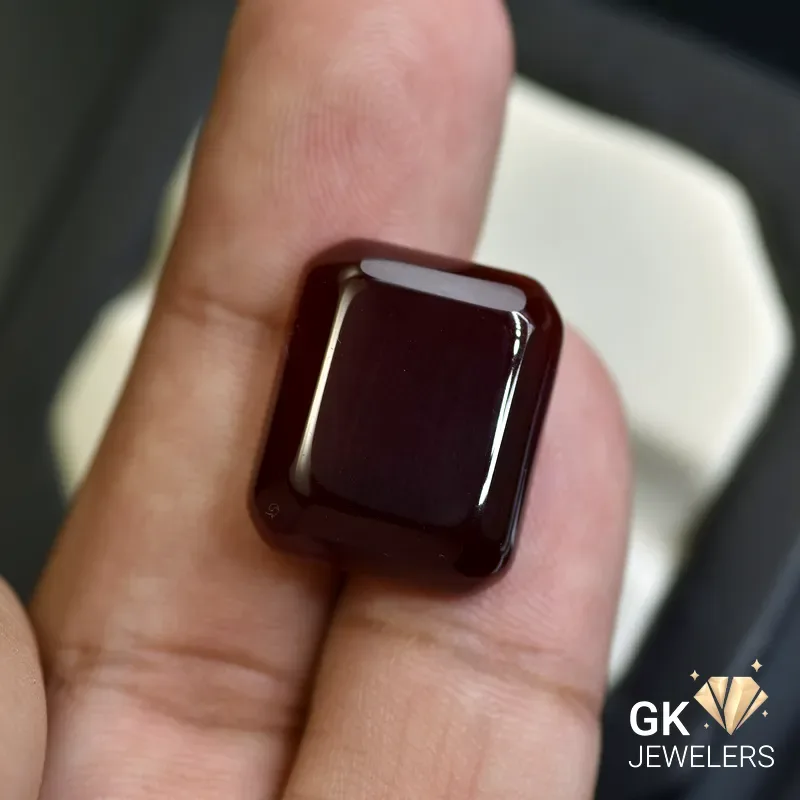 natural agate 21.66ct dark blue rectangular stone, GK Jewelers Pakistan authentic gemstone photo