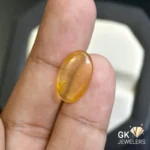 natural amber 1.93ct yellow cabochon stone, GK Jewelers Pakistan authentic gemstone photo