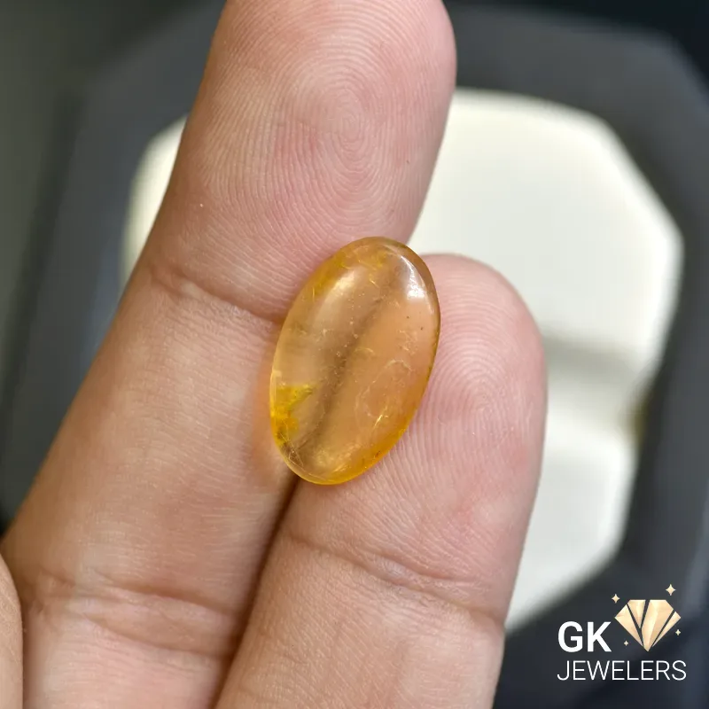 AMBR-9 natural amber 1.93ct yellow cabochon stone, GK Jewelers Pakistan authentic gemstone photo
