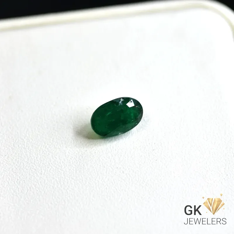 natural emerald 2.07ct green oval stone, GK Jewelers Pakistan authentic gemstone photo