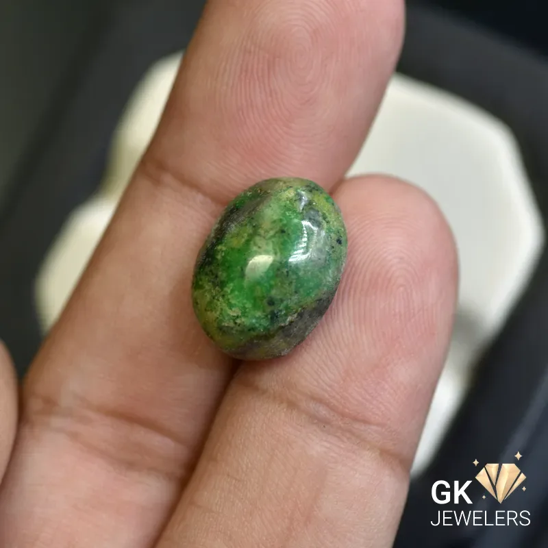 natural turquoise 8.71ct green cabochon stone, GK Jewelers Pakistan authentic gemstone photo