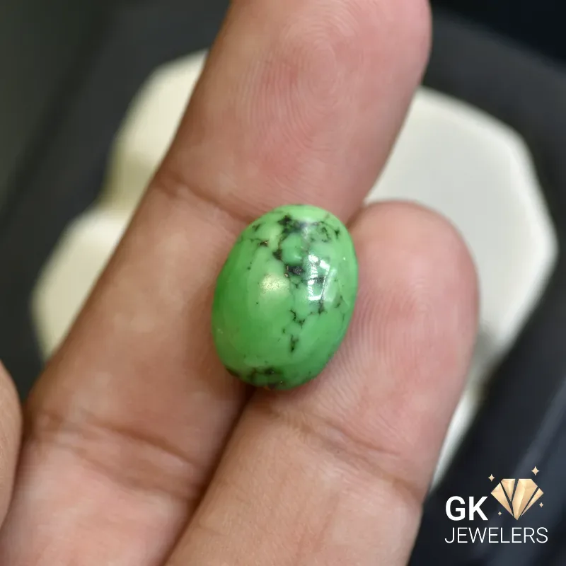 natural turquoise 8.44ct green cabochon stone, GK Jewelers Pakistan authentic gemstone photo