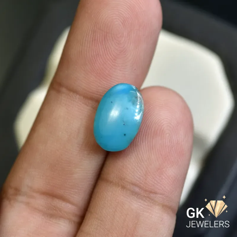 natural turquoise 4.89ct blue cabochon stone, GK Jewelers Pakistan authentic gemstone photo