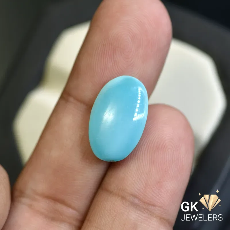 natural turquoise 5.58ct blue cabochon stone, GK Jewelers Pakistan authentic gemstone photo