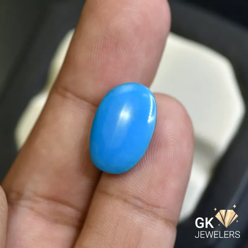 natural turquoise 8.51ct blue cabochon stone - GK Jewelers Pakistan authentic gemstone photo