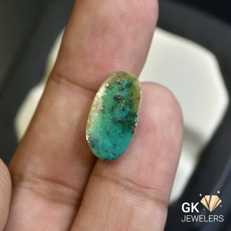 natural turquoise 6.40ct green cabochon stone, GK Jewelers Pakistan authentic gemstone photo