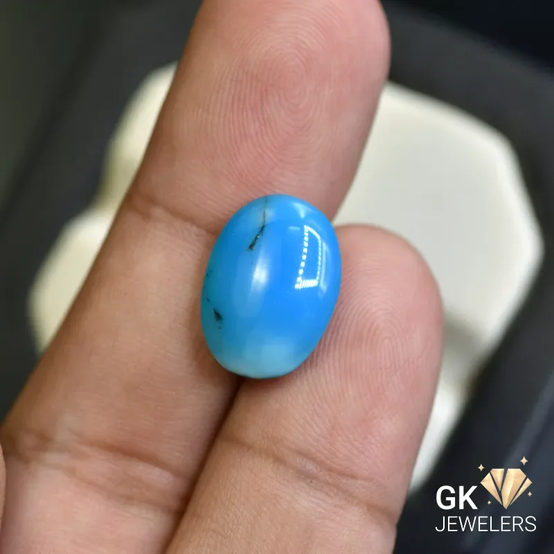 natural turquoise 5.98ct blue cabochon stone, GK Jewelers Pakistan authentic gemstone photo