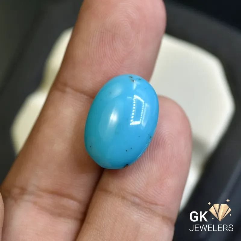 natural turquoise 13.85ct blue cabochon stone, GK Jewelers Pakistan authentic gemstone photo