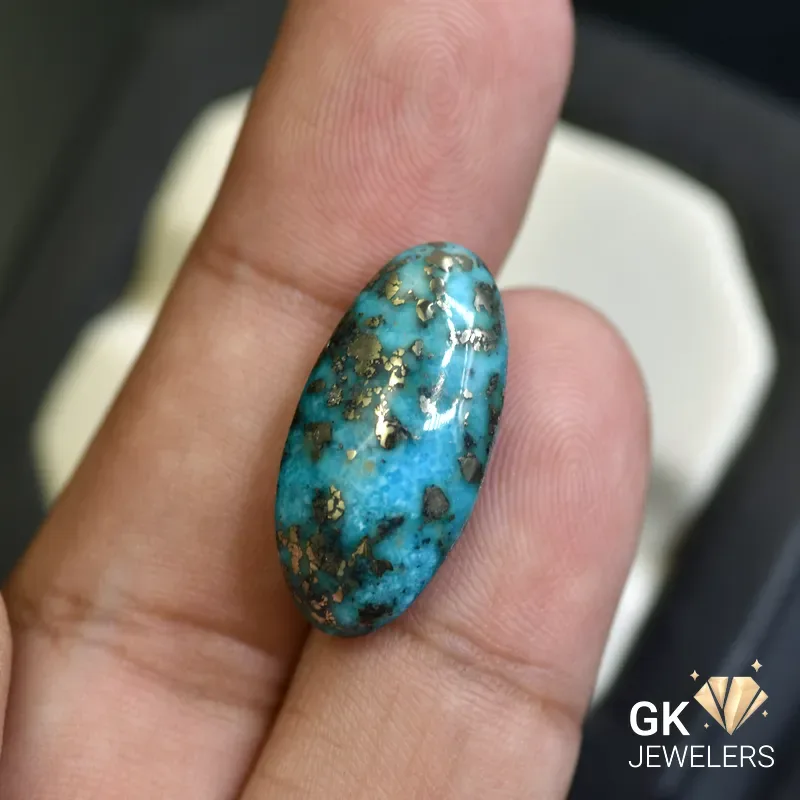 natural turquoise 15.00ct blue cabochon stone, GK Jewelers Pakistan authentic gemstone photo