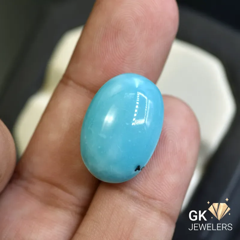 natural turquoise 16.11ct blue cabochon stone, GK Jewelers Pakistan authentic gemstone photo