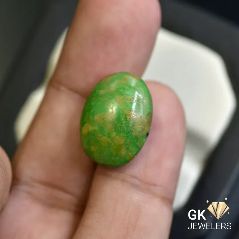 natural turquoise 12.85ct green cabochon stone - GK Jewelers Pakistan authentic gemstone photo