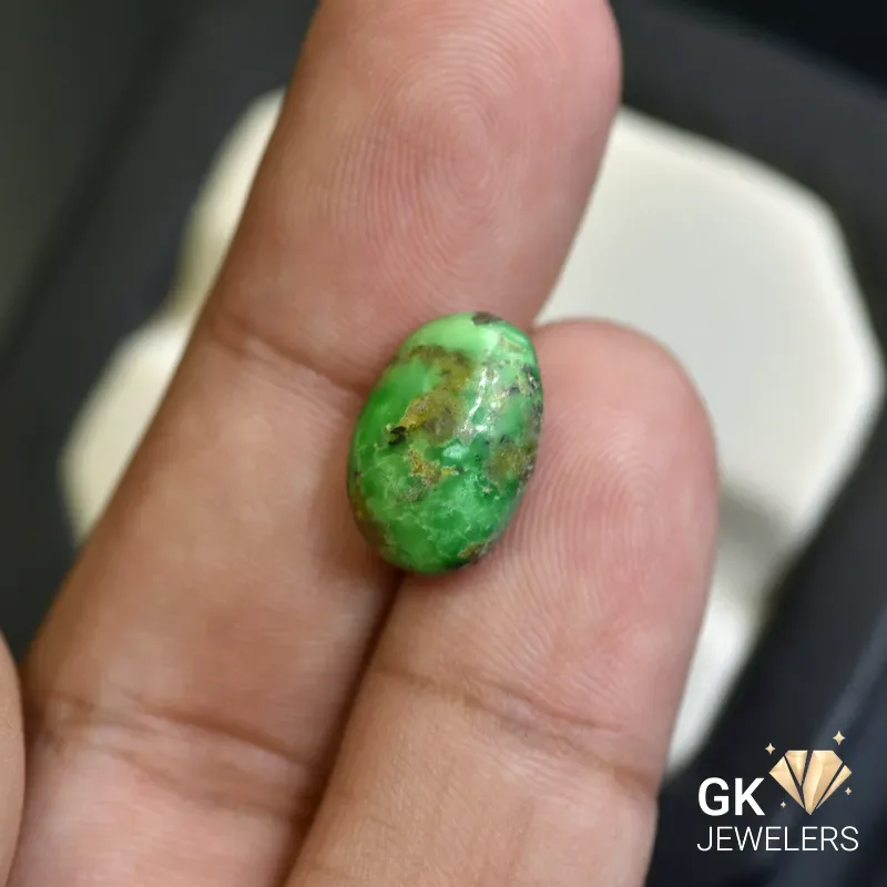 natural turquoise 5.55ct green cabochon stone, GK Jewelers Pakistan authentic gemstone photo