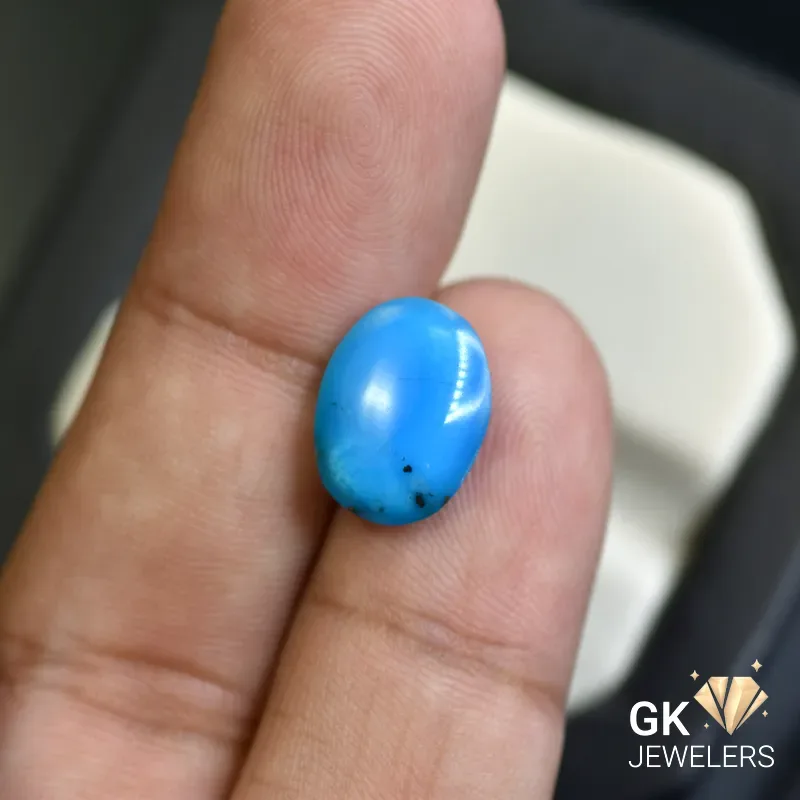natural turquoise 3.63ct blue cabochon stone, GK Jewelers Pakistan authentic gemstone photo