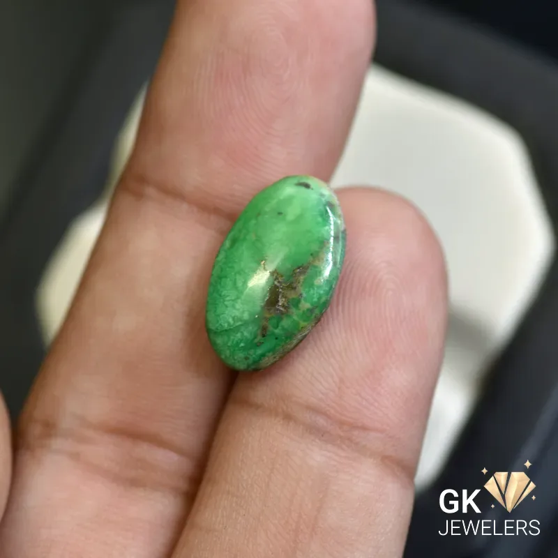 natural turquoise 6.44ct green cabochon stone, GK Jewelers Pakistan authentic gemstone photo