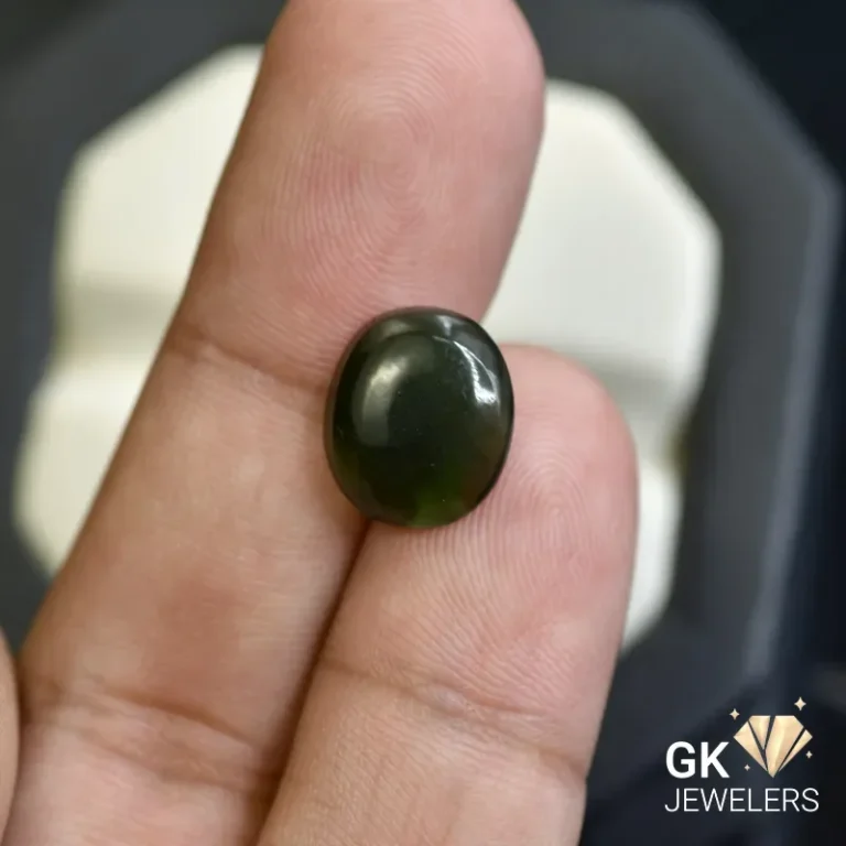 natural jade 3.90ct dark green cabochon stone, GK Jewelers Pakistan authentic gemstone photo