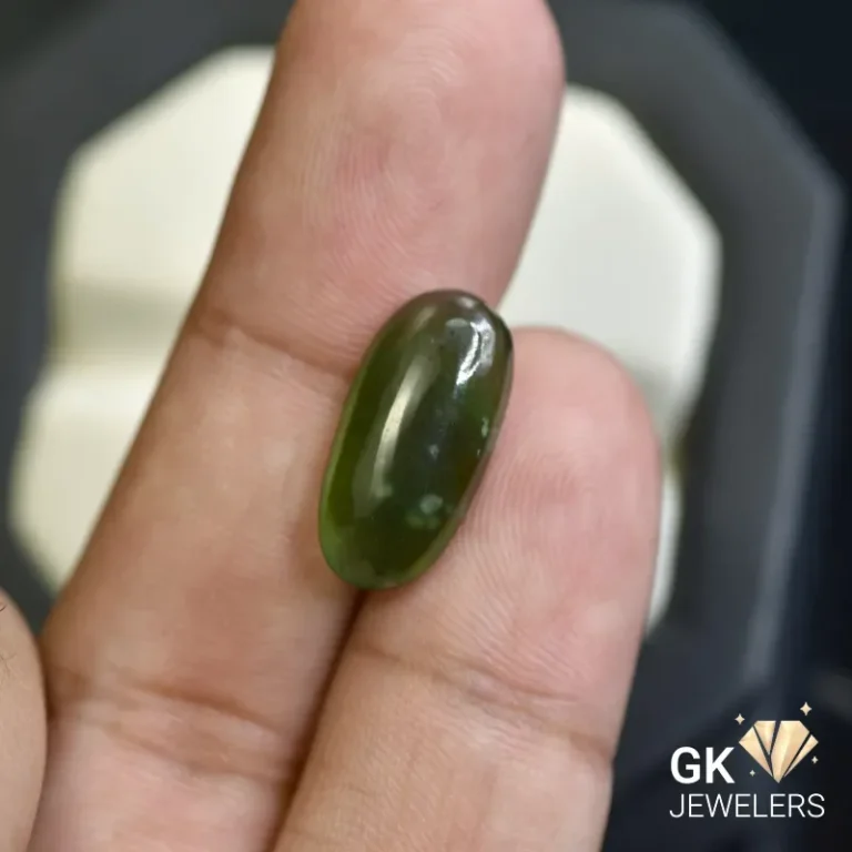 natural jade 6.19ct green cabochon stone, GK Jewelers Pakistan authentic gemstone photo