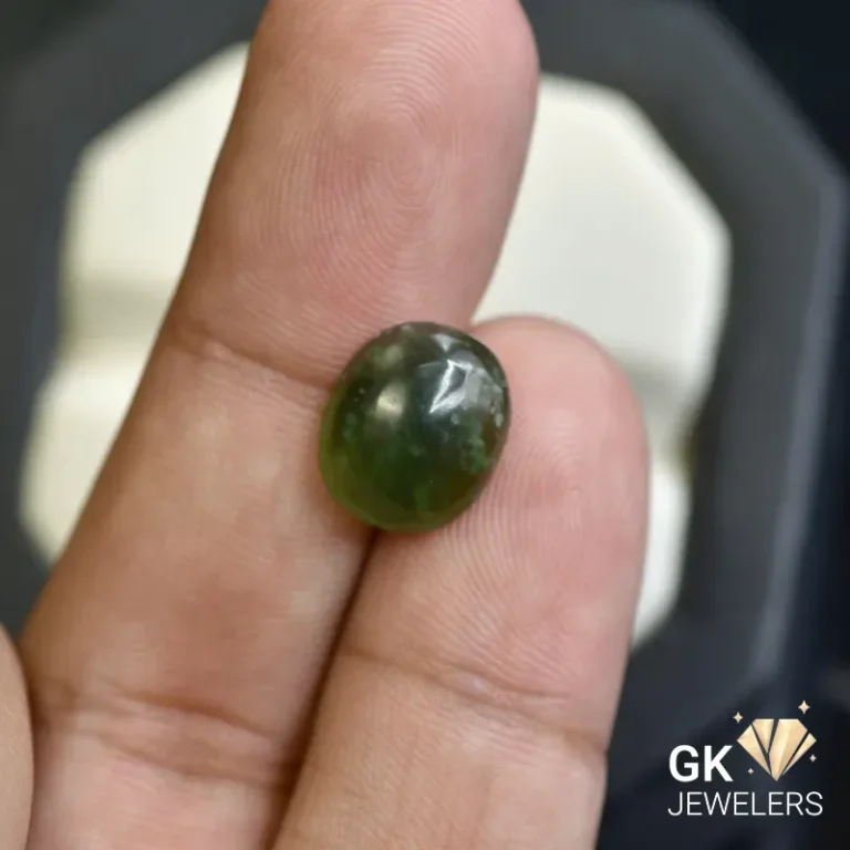 natural jade 4.26ct green cabochon stone, GK Jewelers Pakistan authentic gemstone photo