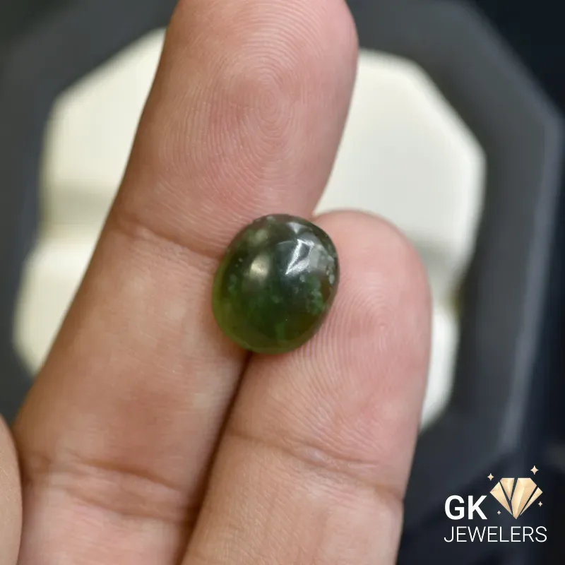 natural jade 4.26ct green cabochon stone, GK Jewelers Pakistan authentic gemstone photo